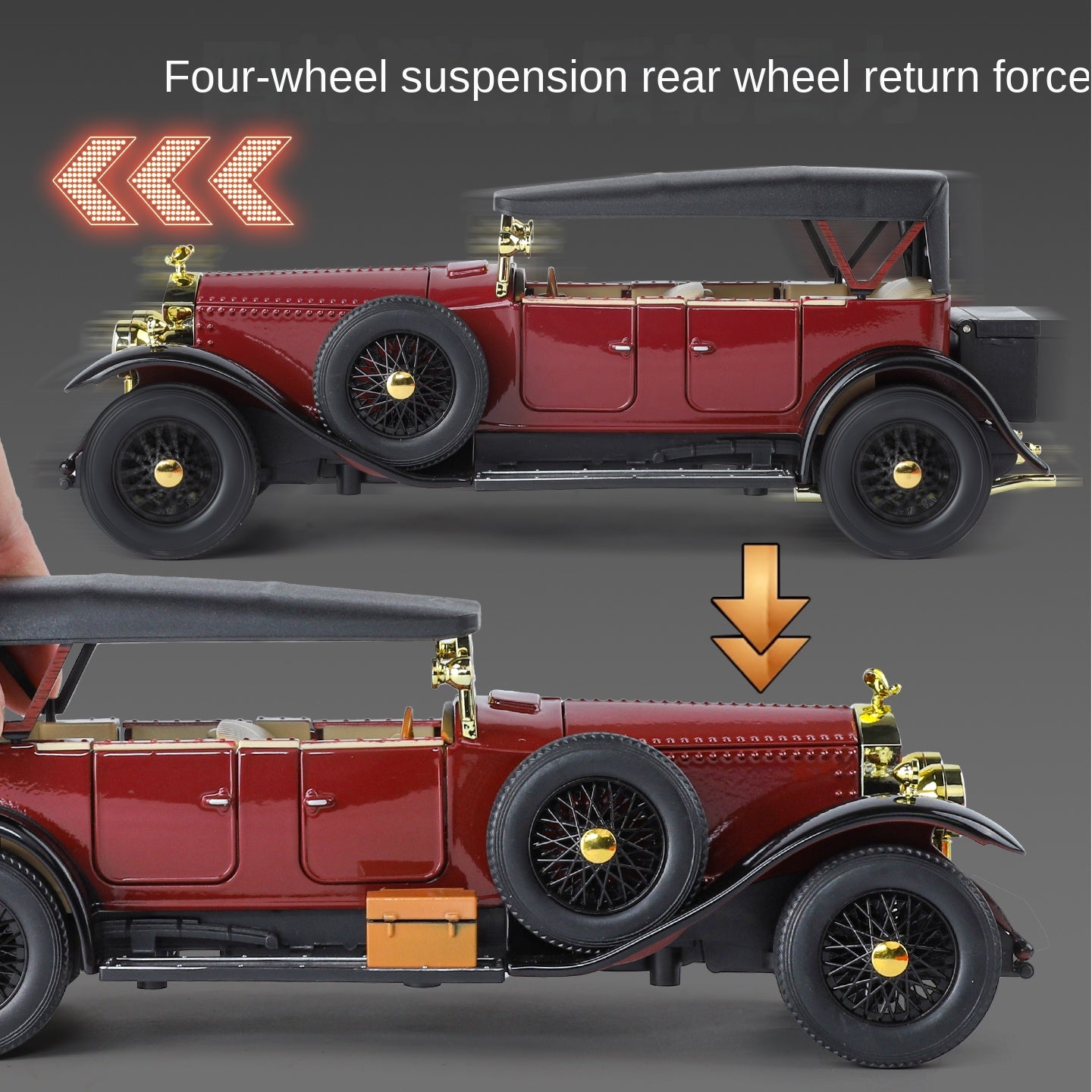 XHD 1:24 Die-Cast Alloy Model - Compatible with Rolls-Royce First Generation Phantom - Feature-Packed with Removable Roof, Opening Doors, Realistic Sound & Light, Pull-Back Action, Shock Absorption & Steering