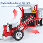 QiYi 1:16 Die-Cast Walk-Behind Tractor Model - Retro Farm Vehicle with Simulated Starting Crank, Coasting Action, Sound & Light, Steering, Liftable Trailer & Removable Tailgate