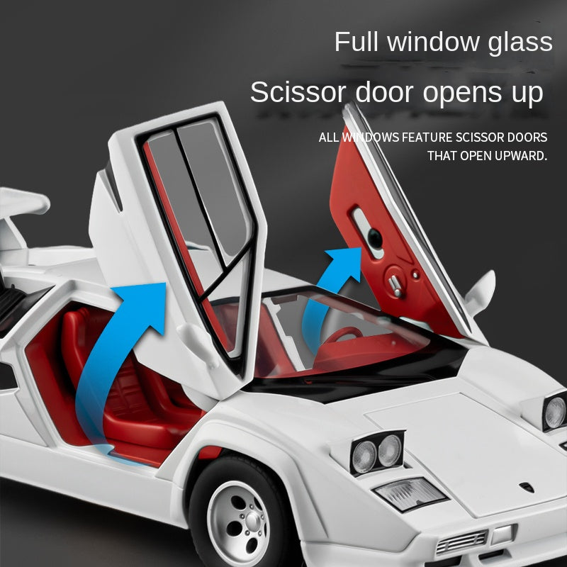 XHD 1:24 Scale Die-Cast Alloy Model Toy Compatible with Lamborghini Countach LP500 S - Pop-Up Headlights, Opening Doors, Sound & Light, Pull-Back Function, Shock Absorption, Steering & Horn - Classic Supercar Collection
