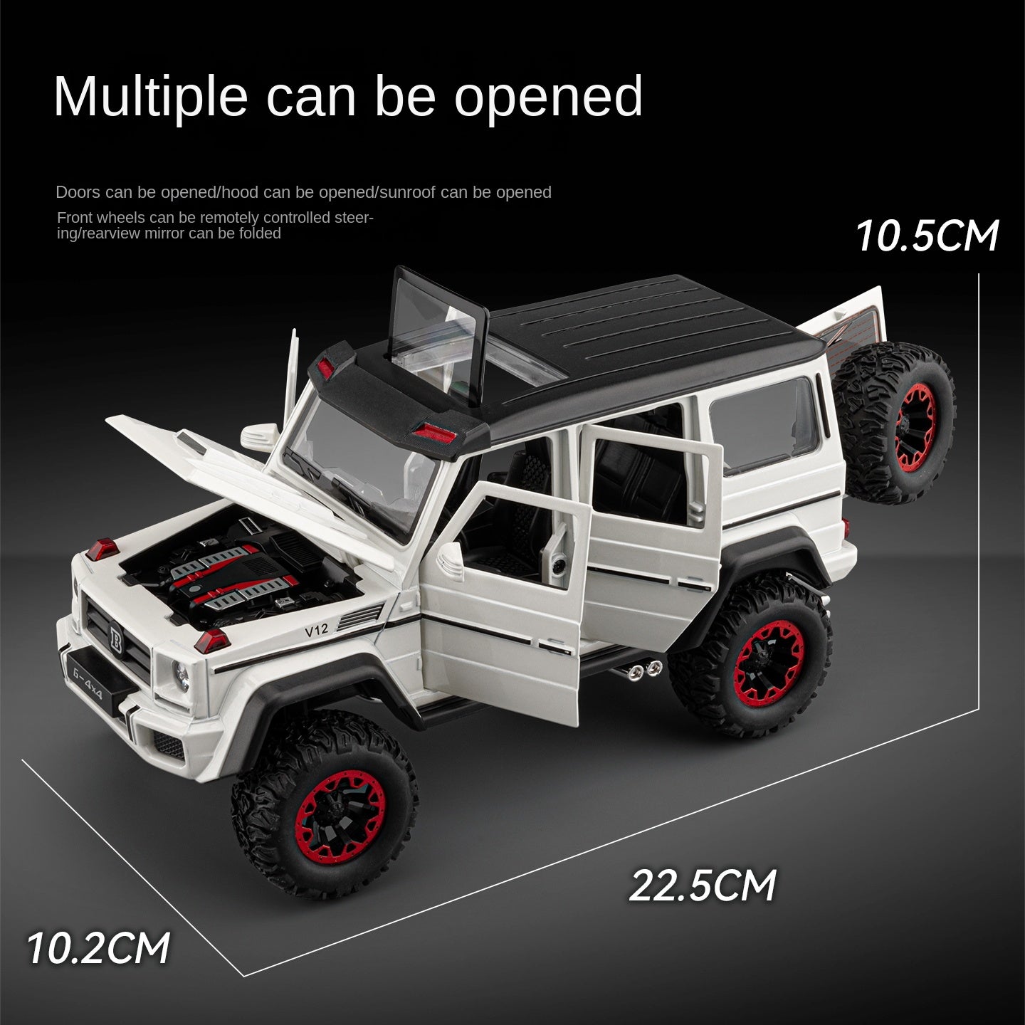 Mercedes-Benz G500 de aleación fundida a presión, escala 1:24, Chezhi - Control remoto RC - Avance/retroceso, dirección y bocina - Colección de vehículos todoterreno