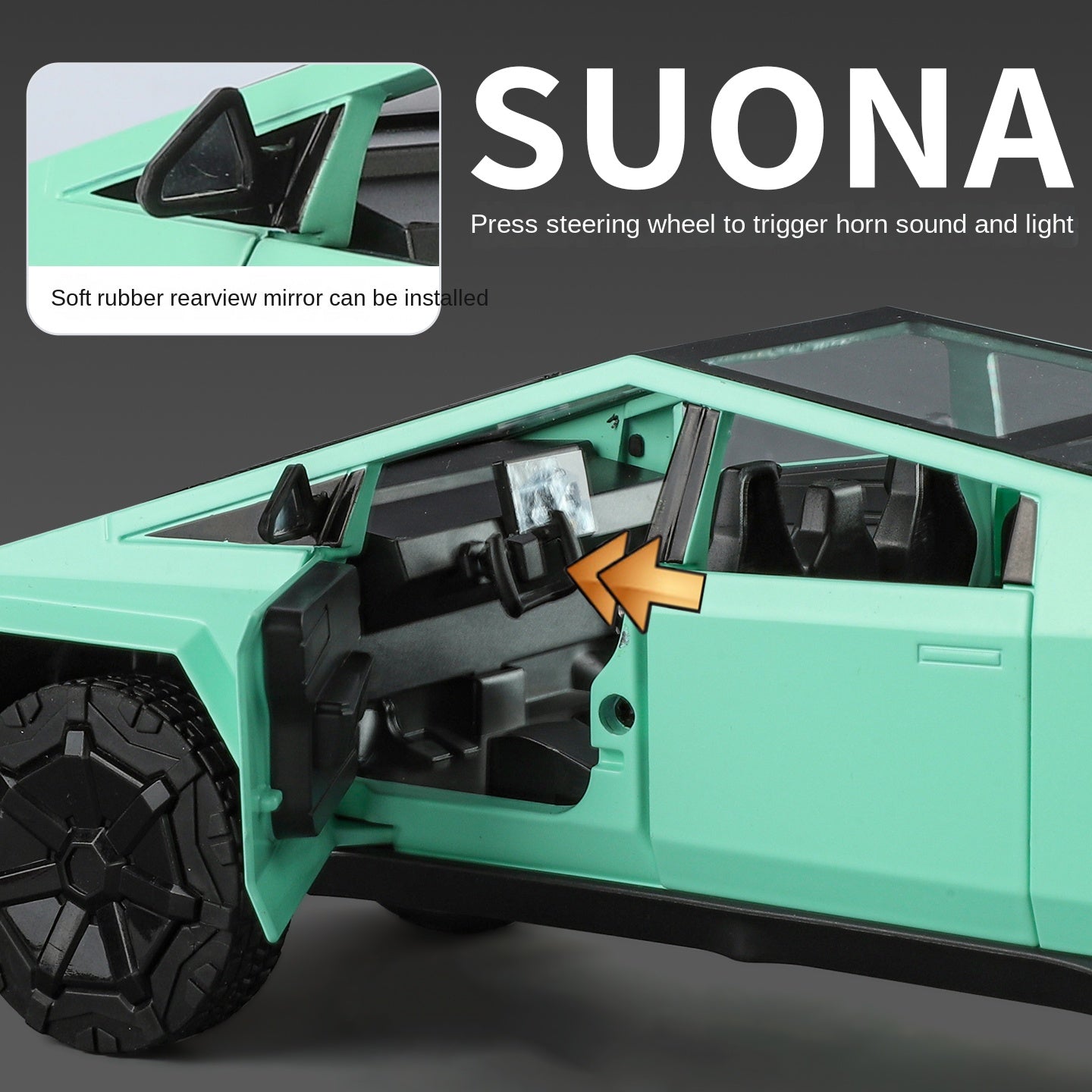 Modelo de juguete de aleación Tesla Cybertruck Camper a escala 1:24 XHD con minimoto, estación de carga y accesorios - Colección de vehículos eléctricos de aventura