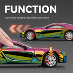 Chezhi 1:24 Scale Chrome Edition Die-Cast Alloy Model Toy Compatible with Bugatti Atlantic - with Mini Luggage Set, Opening Doors, Sound & Light, Pull-Back Function, Shock Absorption, Steering & Horn - Classic Car Collection