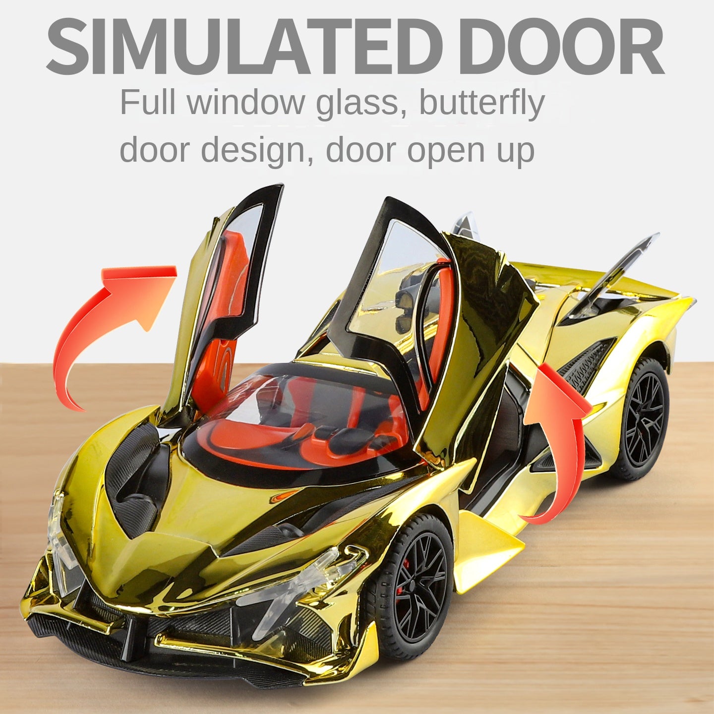 Apollo Intensa Emozione, modelo de aleación fundida a presión, edición cromada, escala 1:24, XHD: efecto humo, puertas que se abren, sonido e iluminación, función de retroceso y amortiguación - Colección Hypercar