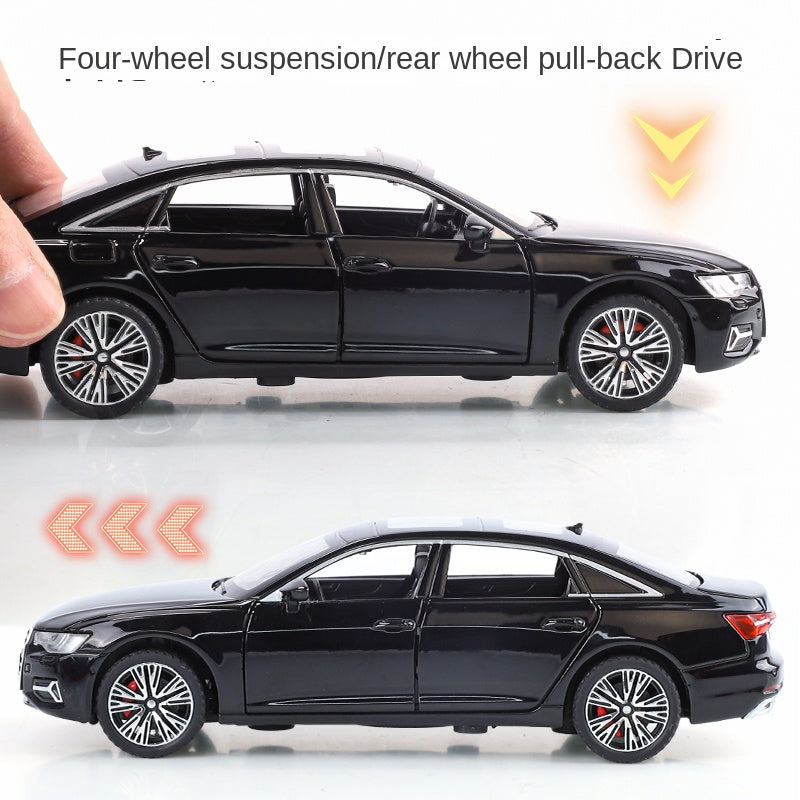 Haochi 1:32 Licensed Audi A6L Die-Cast Alloy Model - Official Executive Sedan with Opening Doors, Realistic Sound & Light, Pull-Back Action, Shock Absorption & Steering