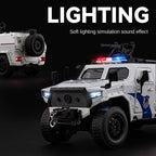 Chezhi 1:20 Die-Cast Alloy Police Car Model - Dongfeng Mengshi Style, with Extendable Winch, Opening Doors, Sound & Light, Pull-Back Action, Shock Absorption & Steering