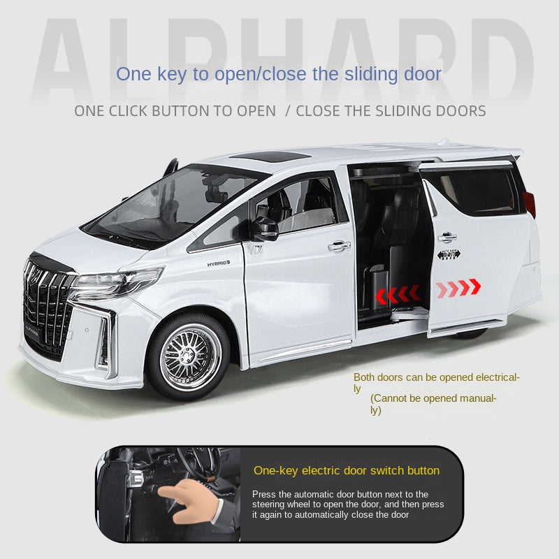 Qiyi 1:18 Scale Licensed Toyota Alphard Die-Cast Alloy Model Toy - Power Sliding Doors, Manual Windows, Sound & Light, Shock Absorption, Steering & Horn - Official Luxury MPV Collection