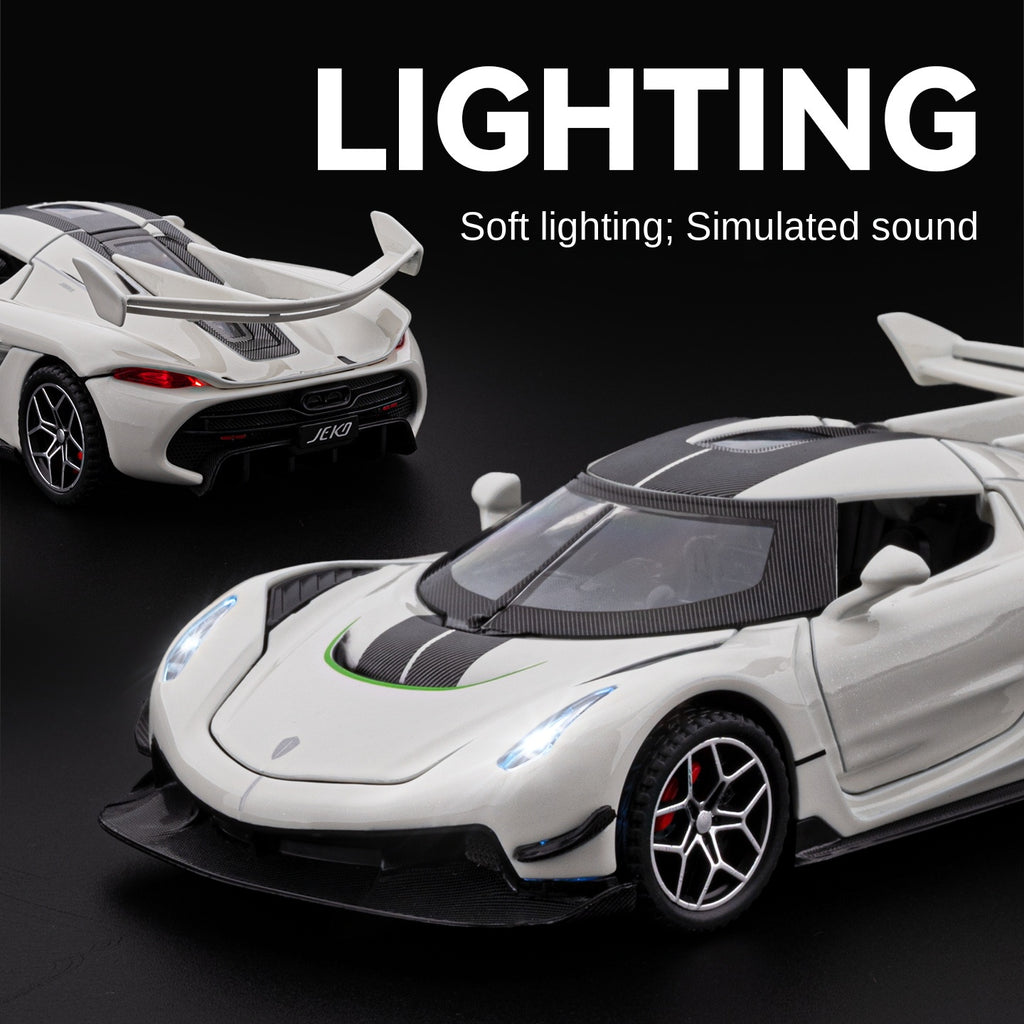 Chezhi 1:32 Scale Die-Cast Alloy Model Toy Compatible with Koenigsegg Jesko - Opening Doors, Sound & Light, Pull-Back Function - Hypercar Collection