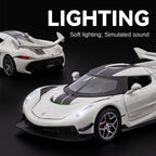 Chezhi 1:32 Scale Die-Cast Alloy Model Toy Compatible with Koenigsegg Jesko - Opening Doors, Sound & Light, Pull-Back Function - Hypercar Collection