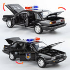 XHD 1:24 Scale Die-Cast Alloy Model Toy Compatible with Santana - Police / Driving School / Taxi Designs, Opening Doors, Sound & Light, Pull-Back Function, Shock Absorption & Steering - Multi-Role Vehicle Collection