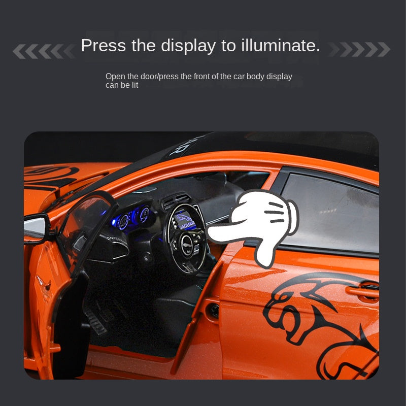 Qiyi 1:18 Scale Licensed Jaguar XE SV Project 8 Die-Cast Alloy Model Toy - Opening Doors, Sound & Light, Pull-Back Function, Shock Absorption, Steering, Foldable Mirrors & Removable Fuel Cap - Official Performance Sedan Collection