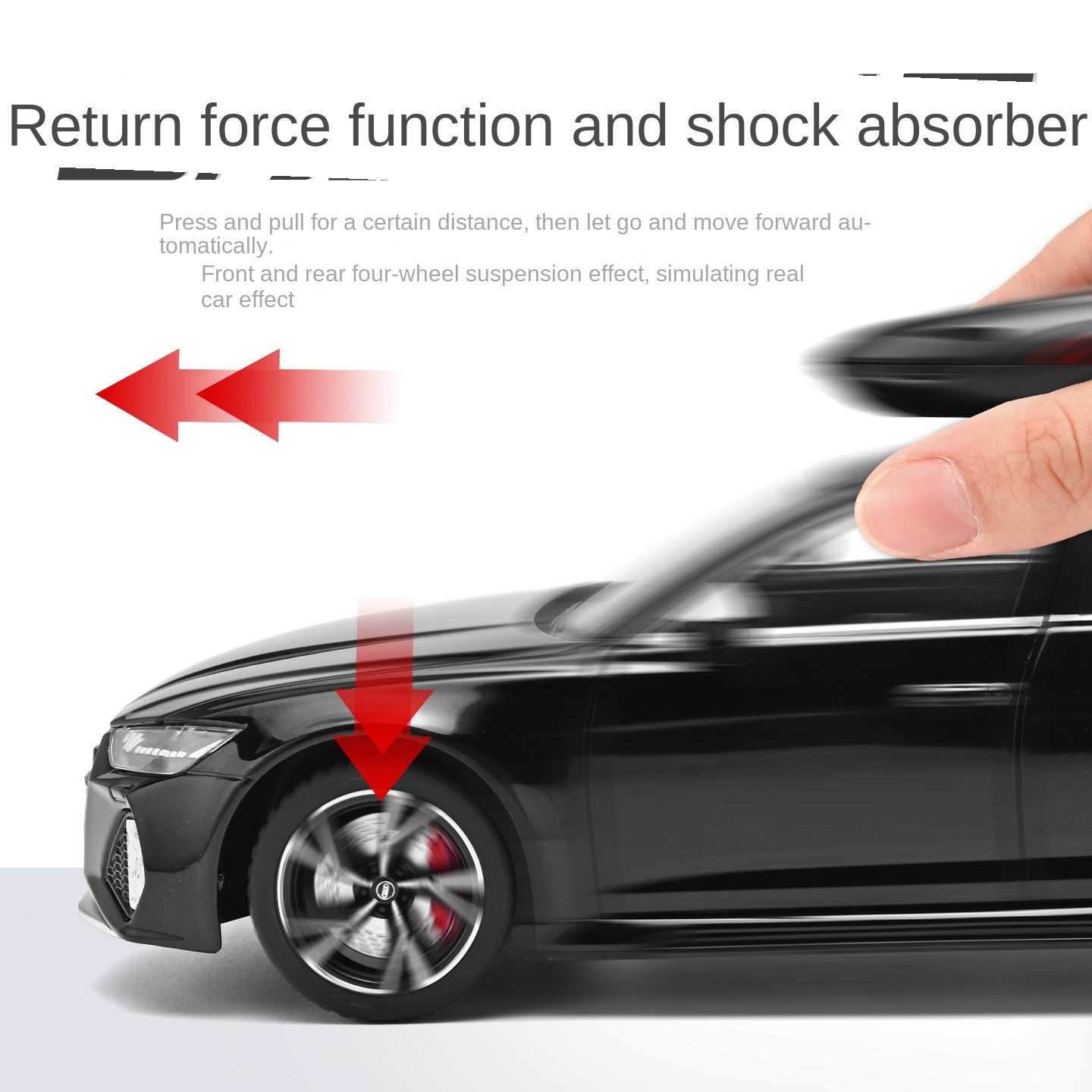 Black Mamba 1:24 Scale Licensed Audi RS6 Avant Die-Cast Alloy Model Car with Opening Doors & Hatches, Pull-Back, Shock Absorption, Steering Linkage, Sound & Light Effects – Collectible Hobby Grade Toy