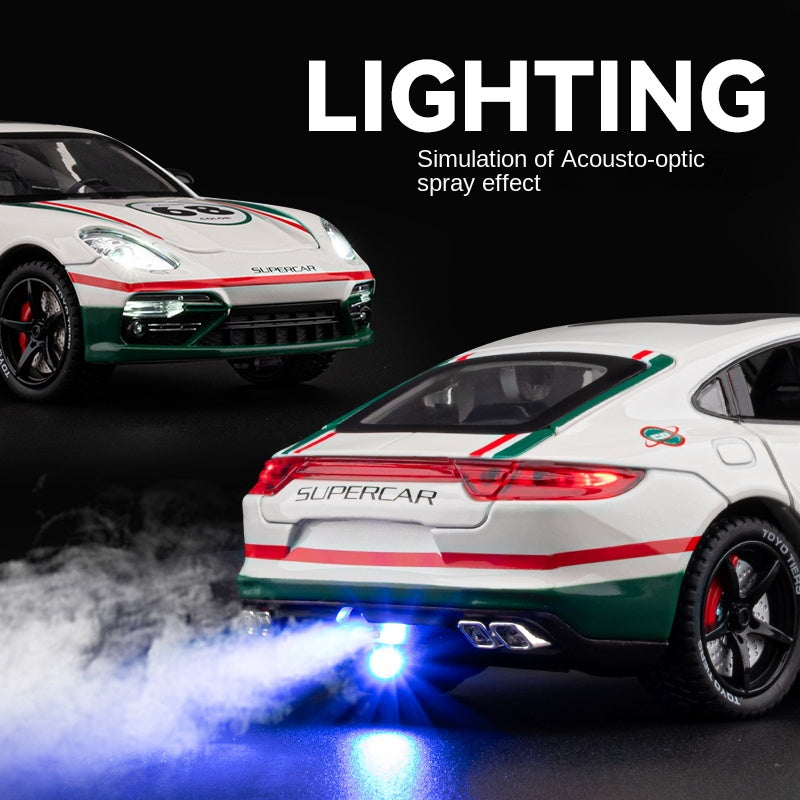 Chezhi 1:24 Track Edition Die-Cast Alloy Model - Compatible with Porsche Panamera - Feature-Packed with Spray Effect, Opening Doors, Realistic Sound & Light, Pull-Back Action, Shock Absorption & Steering