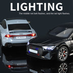 HaoChi 1:24 Scale Licensed Audi RS7 with Grille Flashing Lights Die-Cast Alloy Model Toy - Opening Doors, Sound & Light, Pull-Back Function, Shock Absorption, Steering, Horn & Adjustable Rear Wing - Sports Car Collection
