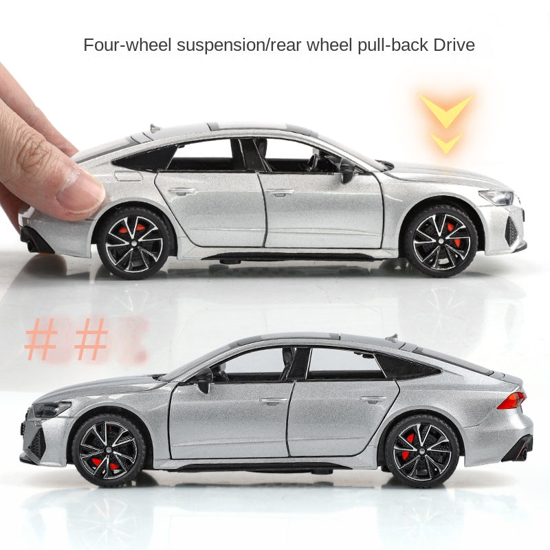 Haochi 1:32 Licensed Audi RS7 Die-Cast Alloy Model - Official High-Performance Sedan with Opening Doors, Realistic Sound & Light, Pull-Back Action, Shock Absorption, Steering & Adjustable Rear Wing