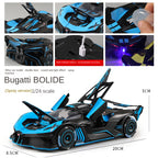 XHD 1:24 Scale Smoke Effect Edition Die-Cast Alloy Model Toy Compatible with Bugatti Bolide - Opening Doors, Sound & Light, Pull-Back Function - Hypercar Collection