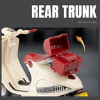 Jiaye 1:12 Die-Cast Alloy Model - Compatible with Vespa 946 - Italian Scooter Icon with Sound & Light, Shock Absorption, Interactive Steering & Opening Top Case