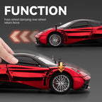 Modelo de juguete Chezhi de aleación fundida a presión, edición cromada, escala 1:24, compatible con Pagani Zonda C12: puertas que se abren, sonido e iluminación, función de retroceso, amortiguación, dirección y bocina - Colección de superdeportivos