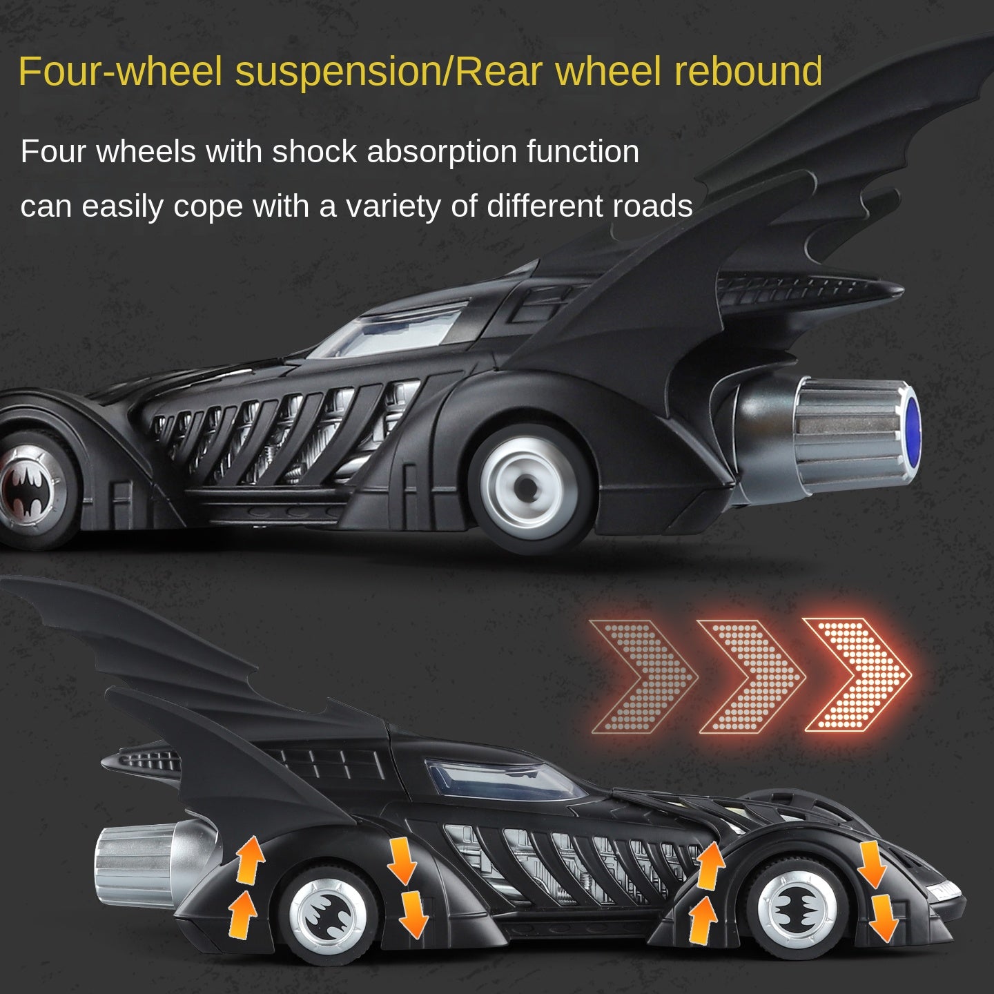 Qiyi 1:32 Scale Licensed 1995 Batmobile Die-Cast Alloy Model Toy - Opening Canopy, Sound & Light, Pull-Back Function & Shock Absorption - Movie Vehicle Collection