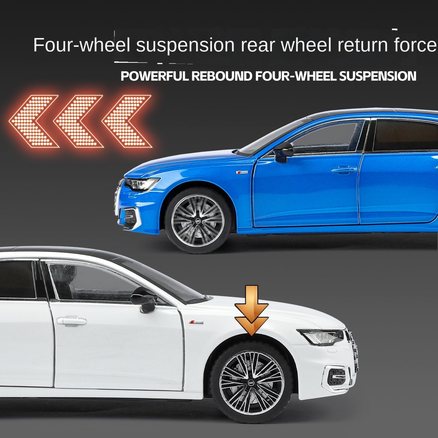 Black Mamba 1:24 Scale Licensed Audi A6L Die-Cast Alloy Model Toy - Opening Doors, Sound & Light, Pull-Back Function, Shock Absorption, Steering, Horn & Adjustable Seats - Luxury Sedan Collection