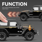 Chezhi 1:24 Die-Cast Alloy Model - Compatible with Jeep Wrangler Off-Roader - Feature-Packed with Removable Roof, Extendable Winch, Opening Doors, Realistic Sound & Light, Pull-Back Action, Shock Absorption & Steering