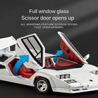 XHD 1:32 Scale Die-Cast Alloy Model Toy Compatible with Lamborghini Countach LP500 S - Pop-Up Headlights, Opening Doors, Sound & Light, Pull-Back Function & Shock Absorption - Classic Supercar Collection