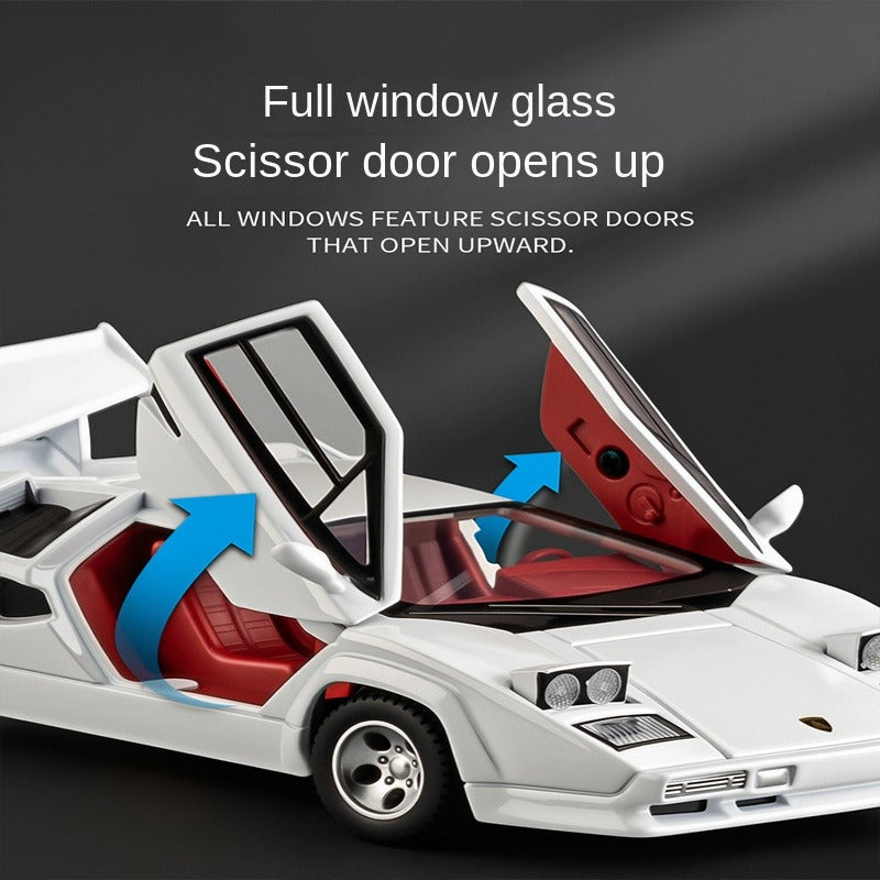 XHD 1:32 Scale Die-Cast Alloy Model Toy Compatible with Lamborghini Countach LP500 S - Pop-Up Headlights, Opening Doors, Sound & Light, Pull-Back Function & Shock Absorption - Classic Supercar Collection
