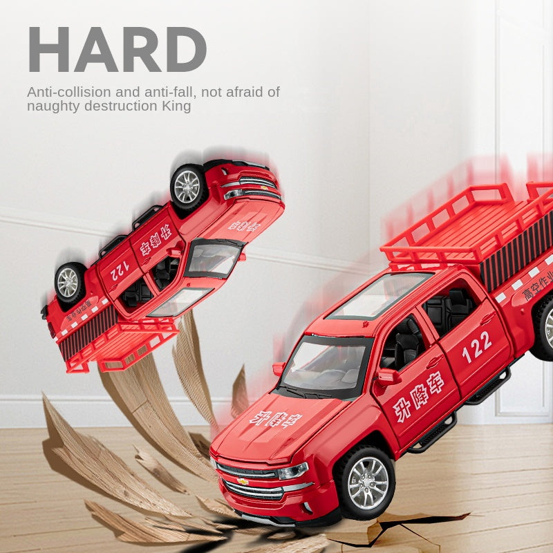 Chezhi 1:32 Scale Die-Cast Alloy Model Toy Compatible with Chevrolet Pickup - Aerial Platform / Rescue Truck, Opening Doors, Sound & Light, Pull-Back Function