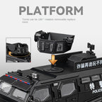 Chezhi 1:24 Scale Licensed Leopard Armored Riot Vehicle Die-Cast Alloy Model Toy - Retractable Winch, Folding Steps, Opening Doors, Sound & Light, Pull-Back Function, Shock Absorption & Steering - Law Enforcement Vehicle Collection