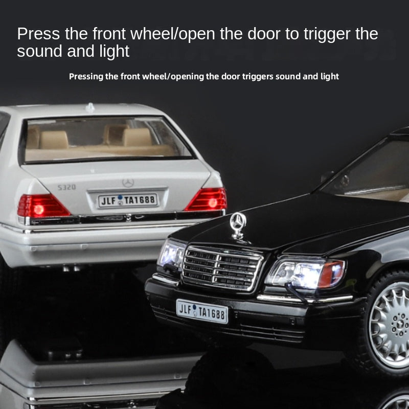Jinglifang 1:24 Scale Die-Cast Alloy Model Toy Compatible with Mercedes-Benz S-Class W140 - Opening Doors, Sound & Light, Pull-Back Function, Shock Absorption, Steering & Horn - Classic Luxury Sedan Collection