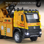 XHD 1:35 Scale Mobile Crane Engineering Vehicle Die-Cast Alloy Model Toy with Simulated Logs - Extendable & Elevating Boom, Opening Doors, Sound & Light, Pull-Back Function - Construction Vehicle Collection
