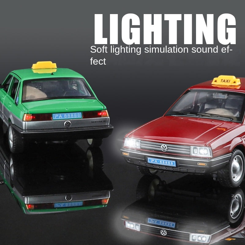 XHD 1:24 Scale Die-Cast Alloy Model Toy Compatible with Santana - Police / Driving School / Taxi Designs, Opening Doors, Sound & Light, Pull-Back Function, Shock Absorption & Steering - Multi-Role Vehicle Collection