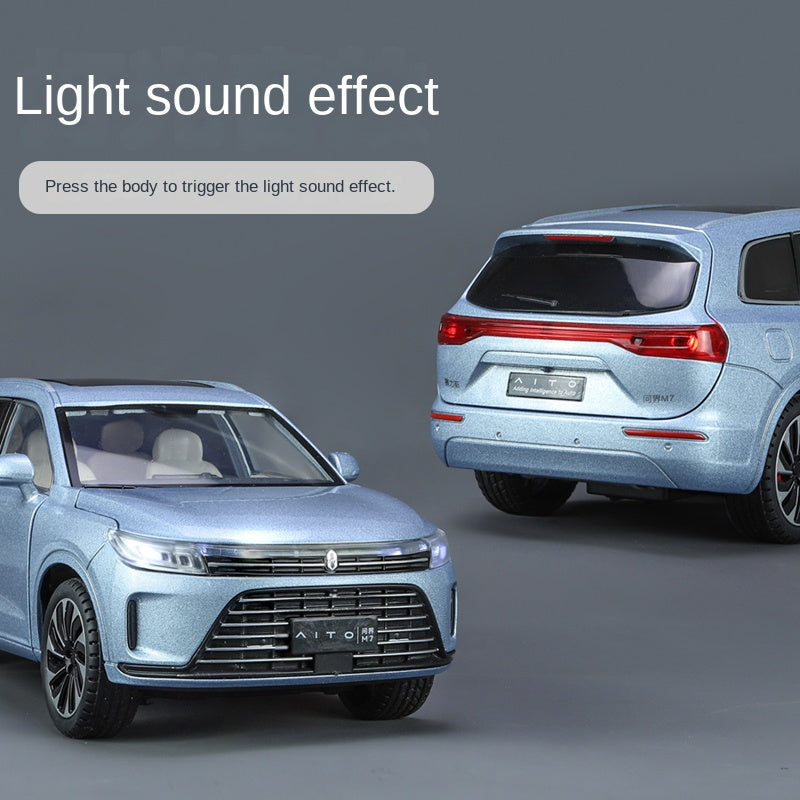 CKMODEL 1:24 Scale Die-Cast Alloy Model Toy Compatible with Huawei AITO M7 - Opening Doors, Sound & Light, Pull-Back Function, Shock Absorption, Steering & Horn - Smart SUV Collection