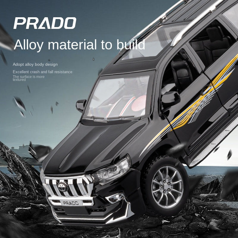 Toyota Land Cruiser Prado de control remoto a escala 1:24 con licencia de Chezhi, modelo de aleación fundida a presión. Control remoto con avance/retroceso, dirección y bocina. Colección de vehículos todoterreno.