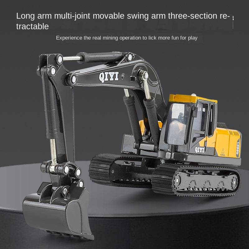 Qiyi 1:60 Scale Die-Cast Alloy Engineering Vehicle Model  - Excavator / Breaker / Log Grapple with Sound & Light - Construction Machinery Collection