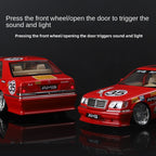 Jinglifang 1:24 Scale Stance Edition Die-Cast Alloy Model Toy Compatible with Mercedes-Benz S-Class W140 - Opening Doors, Sound & Light, Shock Absorption & Foldable Mirrors - Custom Luxury Sedan Collection