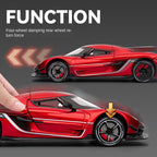 Chezhi 1:24 Die-Cast Alloy Model - Compatible with Koenigsegg Jesko Absolut  - Feature-Packed with Realistic Sound & Light, Pull-Back Action & Shock Absorption - Collector's Edition Hypercar
