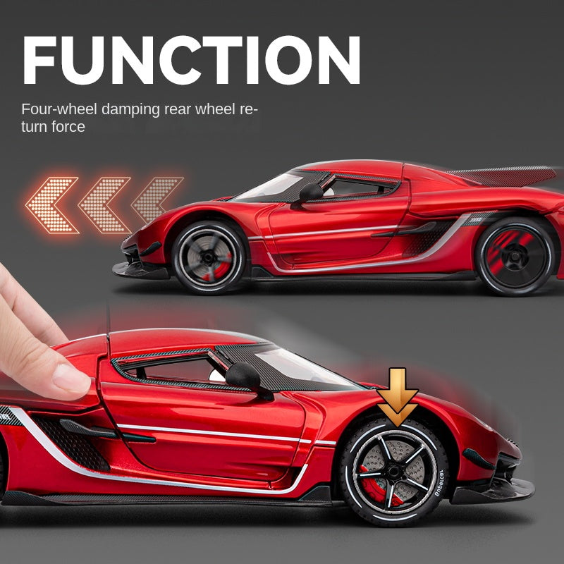 Chezhi 1:24 Die-Cast Alloy Model - Compatible with Koenigsegg Jesko Absolut  - Feature-Packed with Realistic Sound & Light, Pull-Back Action & Shock Absorption - Collector's Edition Hypercar