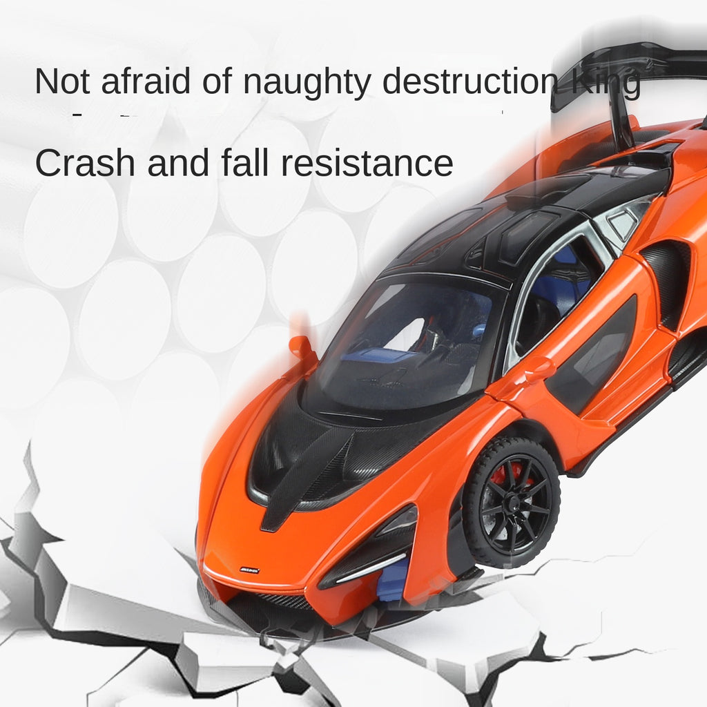 McLaren Senna, modelo de aleación fundida a presión, edición Smoke Effect, escala XHD 1:24: puertas que se abren, sonido e iluminación, función de retroceso, amortiguación, dirección y bocina - Colección Hypercar