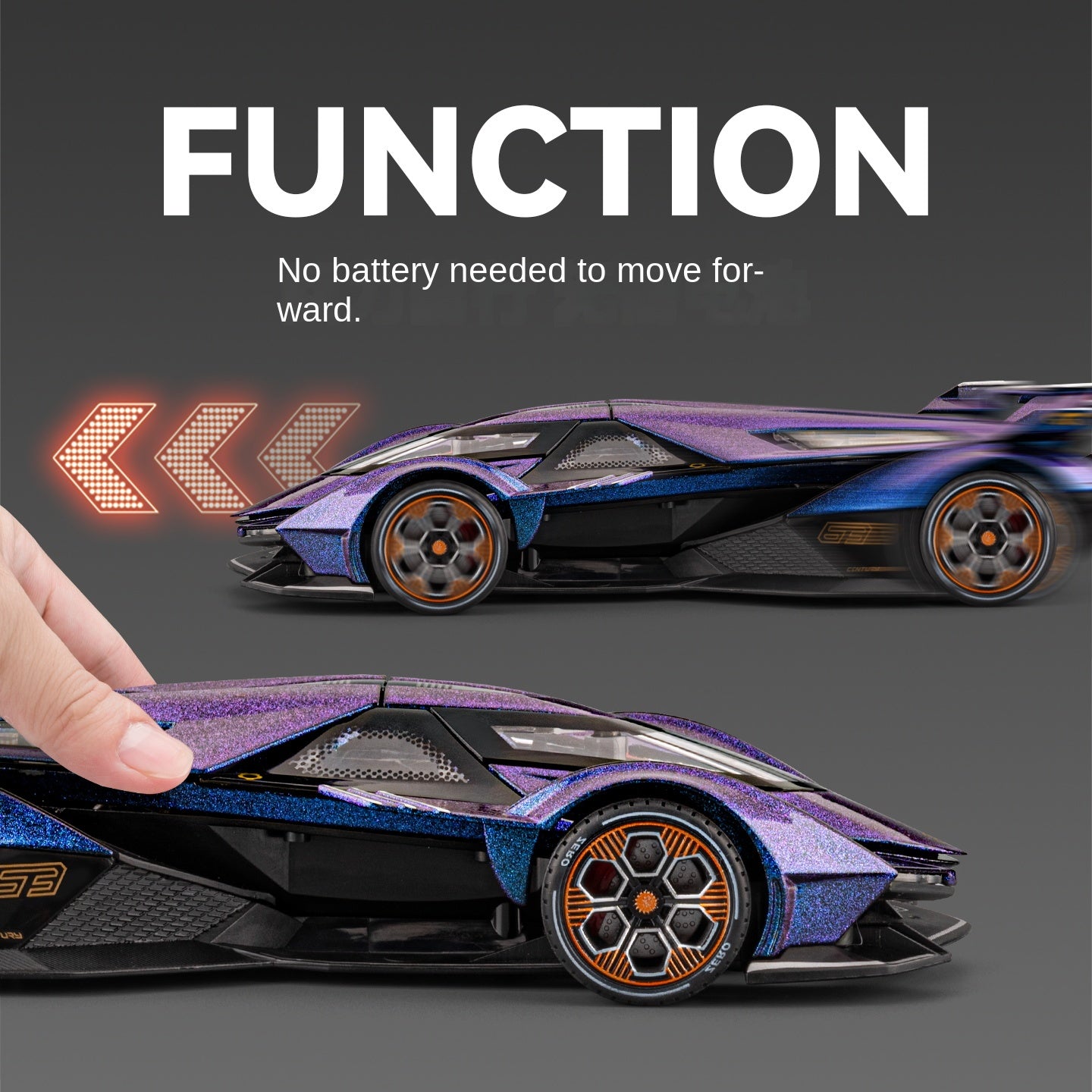 Modelo de juguete Chezhi a escala 1:24 de aleación fundida a presión compatible con Lamborghini V12 Vision Gran Turismo: puertas que se abren, sonido e iluminación, función de retroceso. Colección de prototipos.