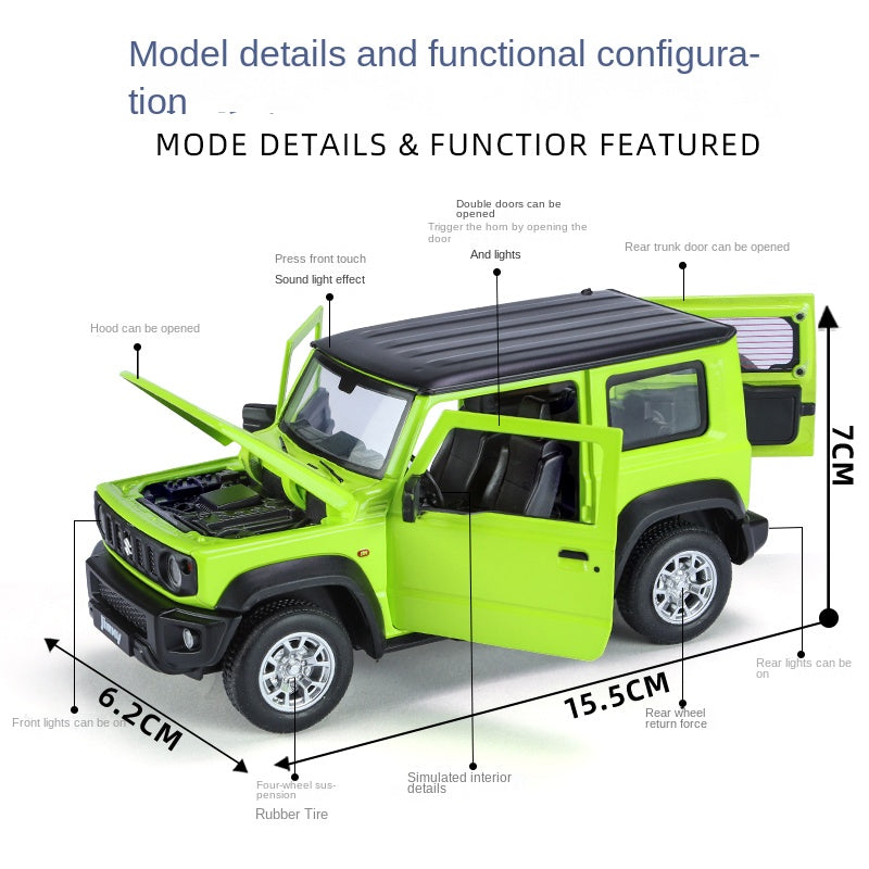 Qiyi 1:24 Scale Licensed Suzuki Jimny Die-Cast Alloy Model Toy - Opening Doors, Sound & Light, Pull-Back Function & Shock Absorption - Official Off-Road Vehicle Collection