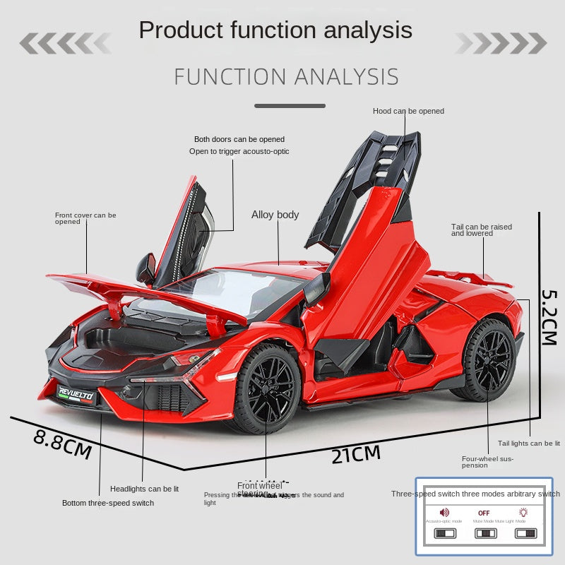 Jinglifang 1:24 Scale Die-Cast Alloy Model Toy Compatible with Lamborghini Aventador - Opening Doors, Sound & Light, Pull-Back Function, Shock Absorption, Steering & Adjustable Rear Wing - Supercar Collection