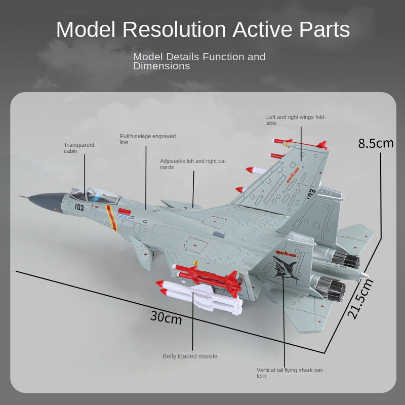 QiYi 1:72 Licensed Shenyang J-15 “Flying Shark” Carrier-Based Fighter Die-Cast Alloy Model - Official Chinese Naval Aviation with Display Stand