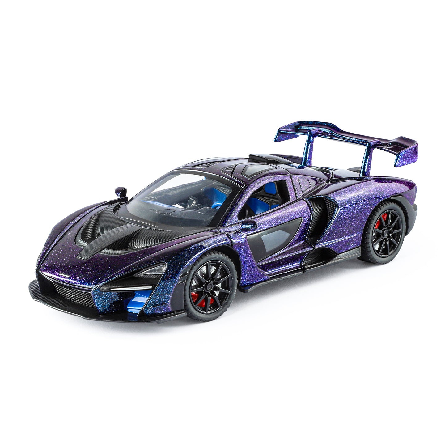 XHD 1:24 Scale Smoke Effect Edition McLaren Senna Die-Cast Alloy Model Toy - Opening Doors, Sound & Light, Pull-Back Function, Shock Absorption, Steering & Horn - Hypercar Collection