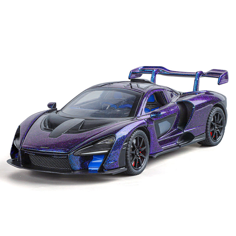 XHD 1:24 Die-Cast Alloy Model - Compatible with McLaren Senna - Track-Focused Hypercar with Opening Doors, Sound & Light, Pull-Back Action, Shock Absorption & Steering