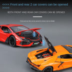 Jinglifang 1:24 Scale Die-Cast Alloy Model Toy Compatible with Lamborghini Aventador - Opening Doors, Sound & Light, Pull-Back Function, Shock Absorption, Steering & Adjustable Rear Wing - Supercar Collection