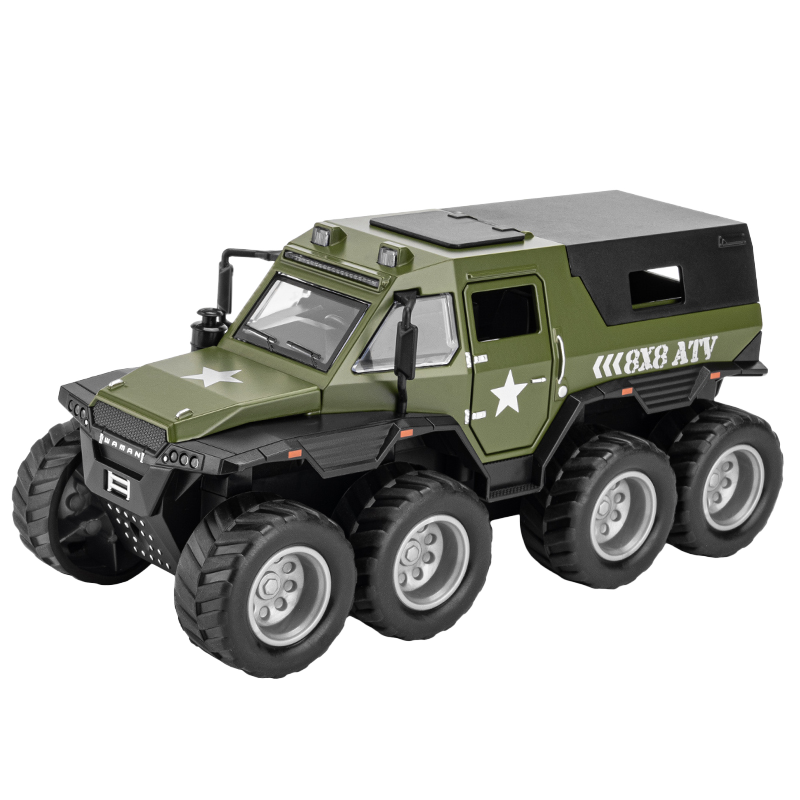 MINIAUTO 1:32 Scale Die-Cast Alloy Model Toy Compatible with Conqueror Shaman 8x8 - Opening Doors, Sound & Light, Pull-Back Function & Shock Absorption - Extreme Off-Road Collection