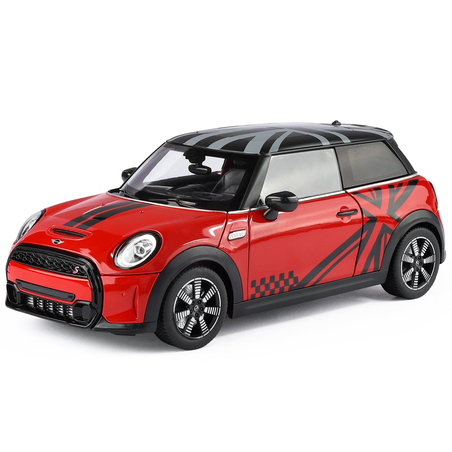 Black Mamba 1:18 Scale Licensed BMW MINI COOPER Die-Cast Alloy Static Model Toy - Opening Doors, Shock Absorption, Steering & Adjustable Seats - Classic Compact Car Collection