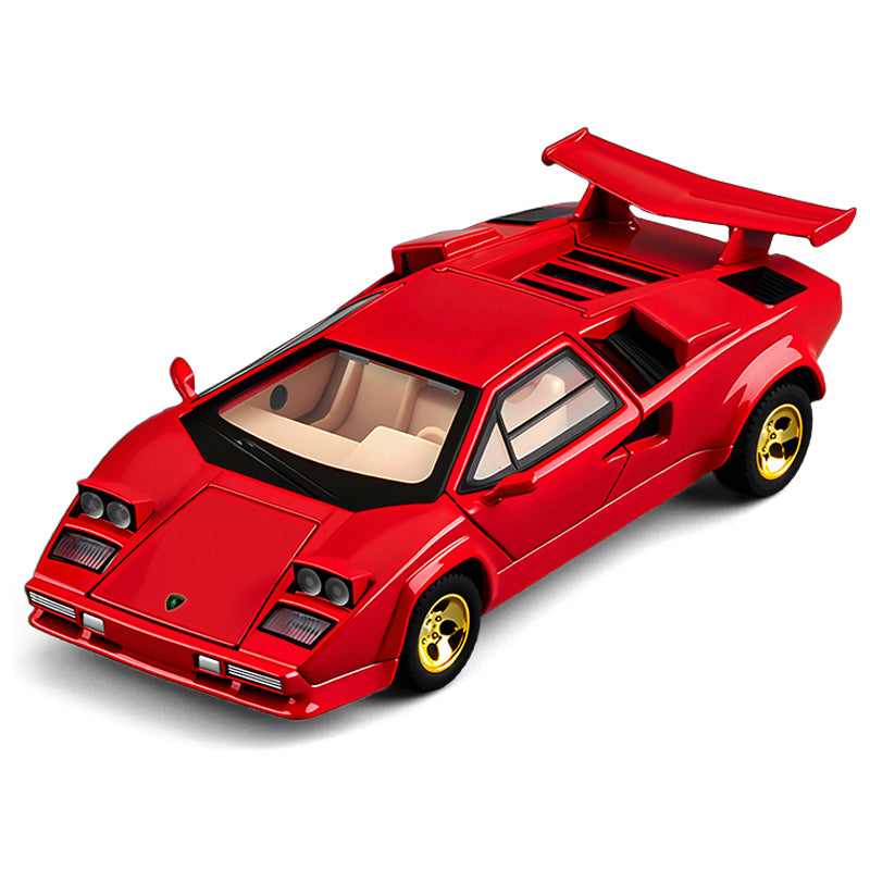 XHD 1:32 Scale Die-Cast Alloy Model Toy Compatible with Lamborghini Countach LP500 S - Pop-Up Headlights, Opening Doors, Sound & Light, Pull-Back Function & Shock Absorption - Classic Supercar Collection