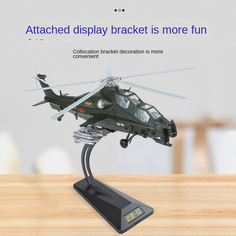 QiYi 1:48 Licensed CAIC Z-10 Attack Helicopter Die-Cast Alloy Model - Official Military Helicopter with Coasting Action, Removable Missiles & Rotor Blades