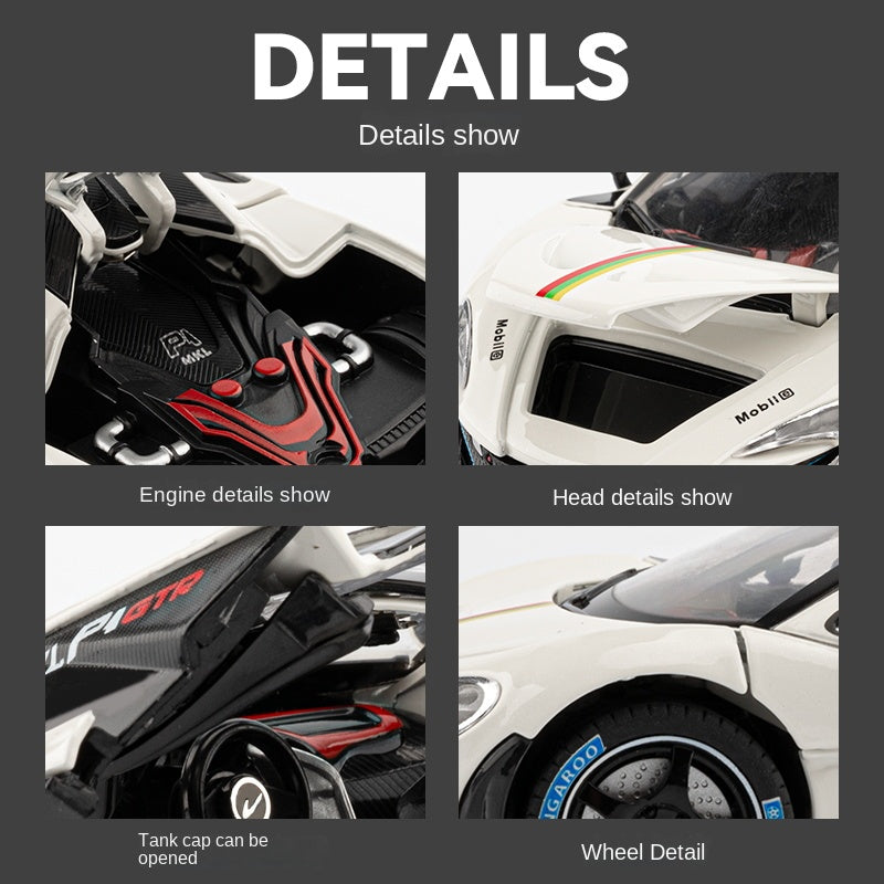Chezhi 1:24 Track Edition Die-Cast Alloy Model - Compatible with McLaren P1 Hypercar - Feature-Packed with Opening Doors, Realistic Sound & Light, Pull-Back Action, Shock Absorption, Steering, Horn & Adjustable Rear Wing